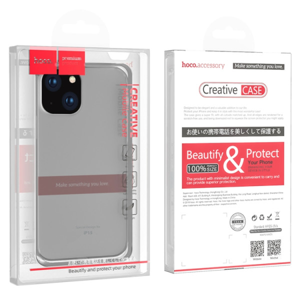 Husa Hoco Light series TPU case for iP15 [Transparent-Black]