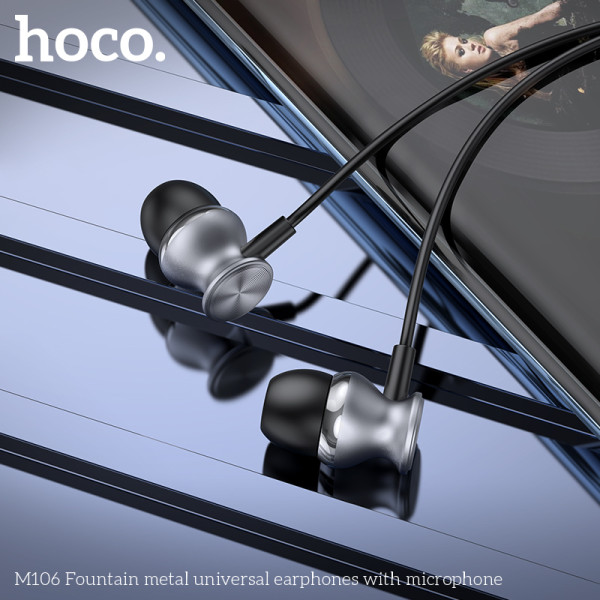 Наушники Hoco M106 Fountain metal (1.2 м) [Metal-Gray]