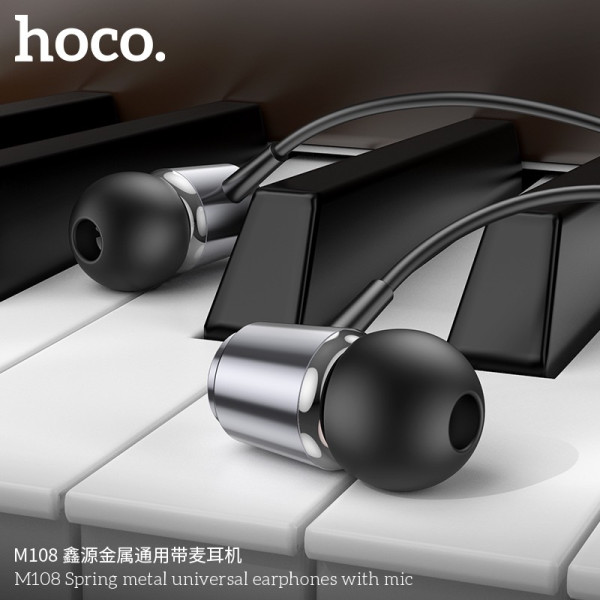 Наушники Hoco M108 Spring Metal [Metal-Gray]