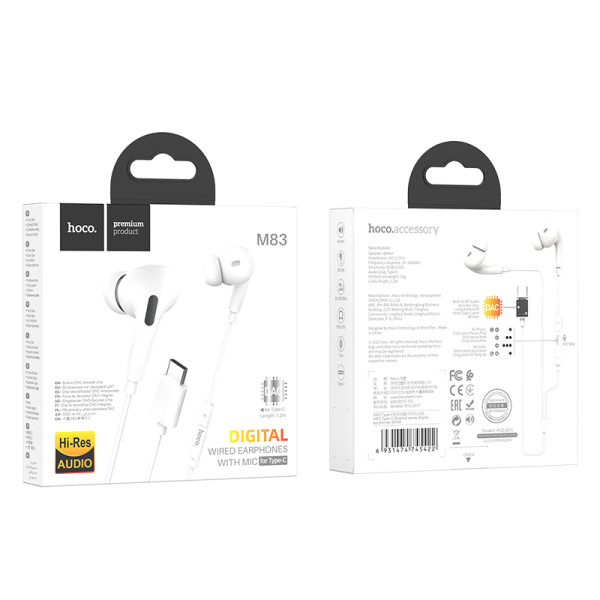 Casti Hoco Original M83 Type-C [White]