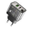 Incarcator de retea Hoco N34 Dazzling (PD20W+QC3.0) [Transparent-Black]