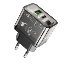 Зарядное устройство Hoco N34 Dazzling (PD20W+QC3.0) [Transparent-Black]