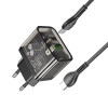 Incarcator de retea Hoco N34 Dazzling USB-C to USB-C (PD20W+QC3.0) [Transparent-Black]