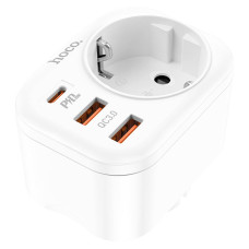multifunctional socket Hoco NS3 (including 1C2A PD20W fast charge)(EU/GER) [White]