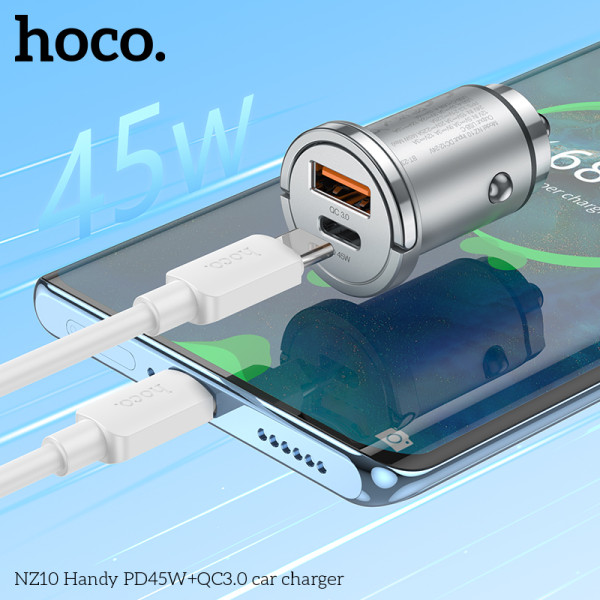Incarcator auto NZ10 Handy PD45W+QC3.0 [Silver]