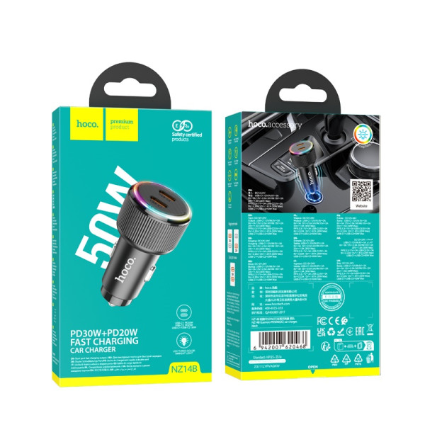 Авто зарядка Hoco NZ14B Guerrero PD50W (2C) [Black]
