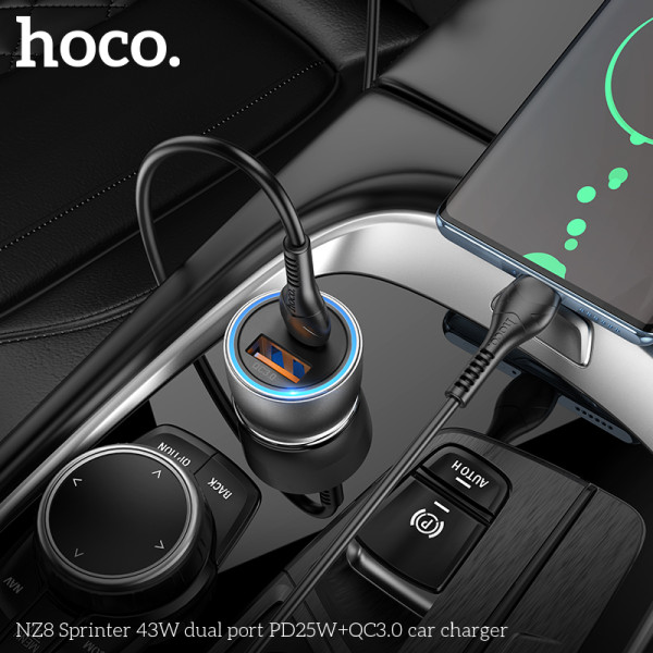 Авто зарядки Hoco NZ8 Sprinter  (PD25W+QC3.0 43W) [Blue]