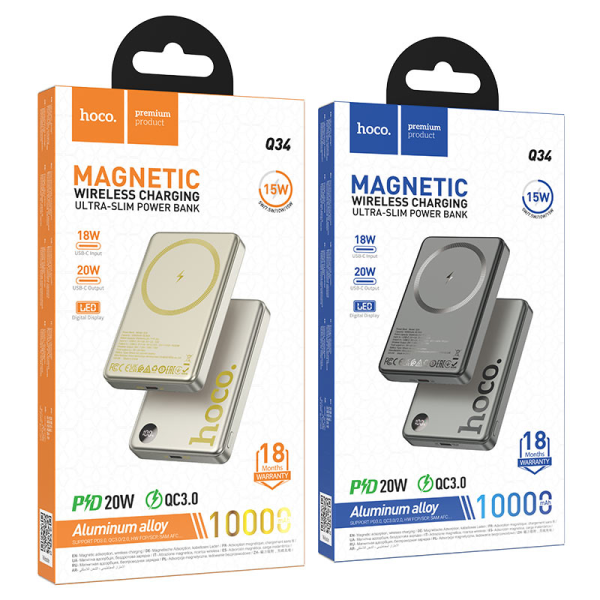Power Bank Hoco Q34 digital display(10000mAh) [Metal Grey]