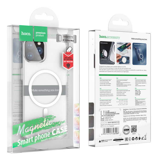 Чехол Hoco TPU Magnetic Series Apple iPhone 13 Pro Max [Transparent]