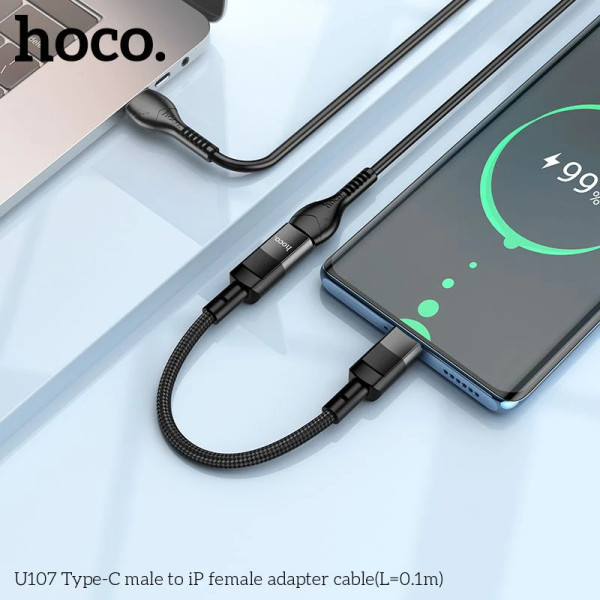 Адаптер Hoco U107 Type-C male to iP female adapter cable (0.1м) [Black]