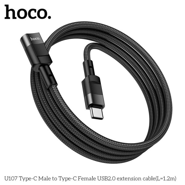 Cablu Hoco U107 Type-C Male to Type-C Female USB2.0 extension cable (1.2m) [Black]
