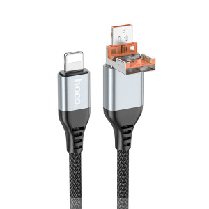 Кабель Hoco U128 Viking 2-in-1 charging data cable USB/Type-C to iP [Black]