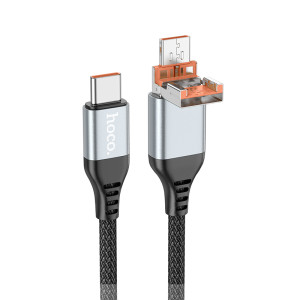 Кабель Hoco U128 Viking 2-in-1 charging data cable USB/Type-C to Type-C [Black]