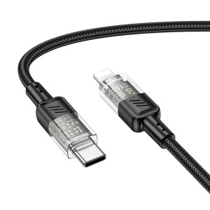 Cablu Hoco U129 Spirit PD transparent charging data cable iP (1.2m) [Black]