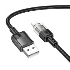 Кабель Hoco U129 Spirit transparent charging data cable iP (1.2m) [Black]