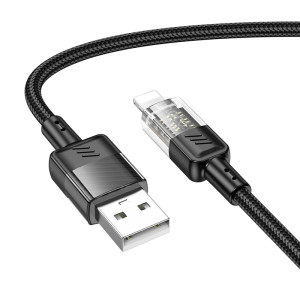 Кабель Hoco U129 Spirit transparent charging data cable iP (1.2m) [Black]