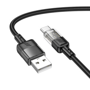 Кабель Hoco U129 Spirit transparent charging data cable Type-C (1.2m) [Black]