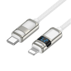 Кабель Hoco U137 Line PD charging data cable with display iP [White]
