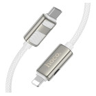 Cablu Hoco U137 Line PD charging data cable with display iP [White]