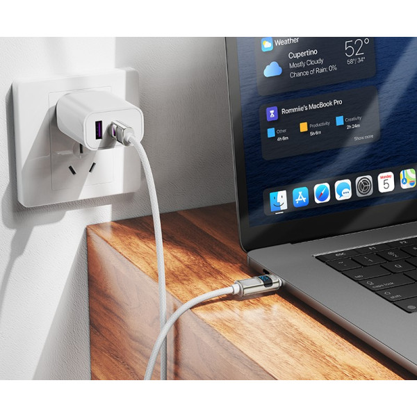 Cablu Hoco U137 Line 60W charging data cable with display C to C [White]