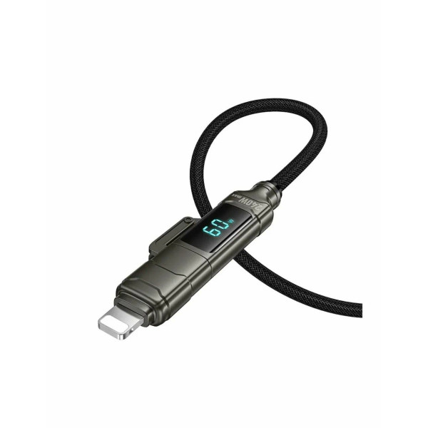 Cablu Hoco U152 Fortune 240W 4-in-1 charging data cable with display USB/C to iP/C [Black]