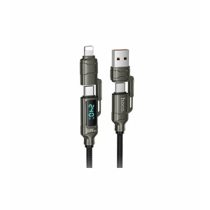 Cablu Hoco U152 Fortune 240W 4-in-1 charging data cable with display USB/C to iP/C [Black]