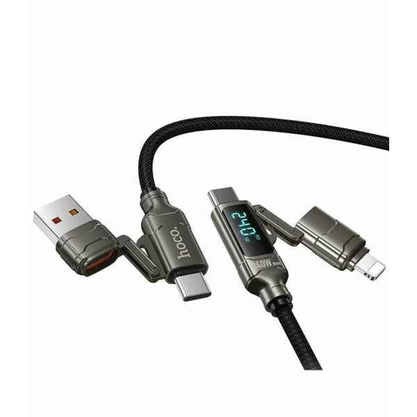 Cablu Hoco U152 Fortune 240W 4-in-1 charging data cable with display USB/C to iP/C [Black]