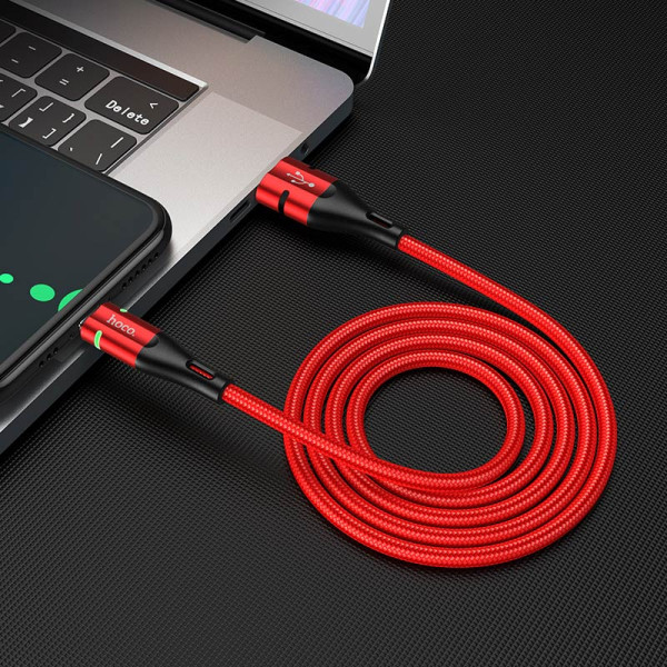 Cablu Hoco U93 Shadow Type-C 3A (1.2m) [Red]