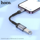 Adaptor Hoco UA24 Lightning male to USB female 2.0 [Matal-Gray]