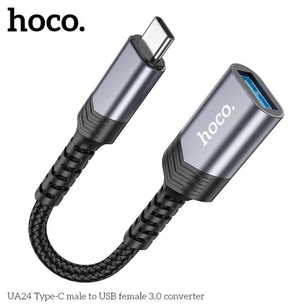 Adaptor Hoco UA24 Type-C male to USB female 3.0 [Metal-Gray]