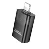 Кабель Hoco UA36 iP male to USB female OTG transparent adapter [Black]