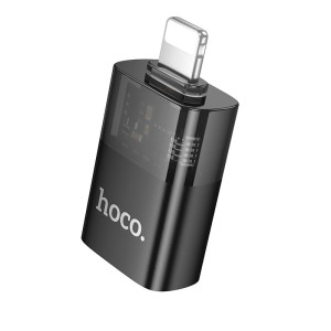 Cablu Hoco UA36 iP male to USB female OTG transparent adapter [Black]