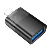 Кабель Hoco UA36 iP male to USB female OTG transparent adapter [Black]