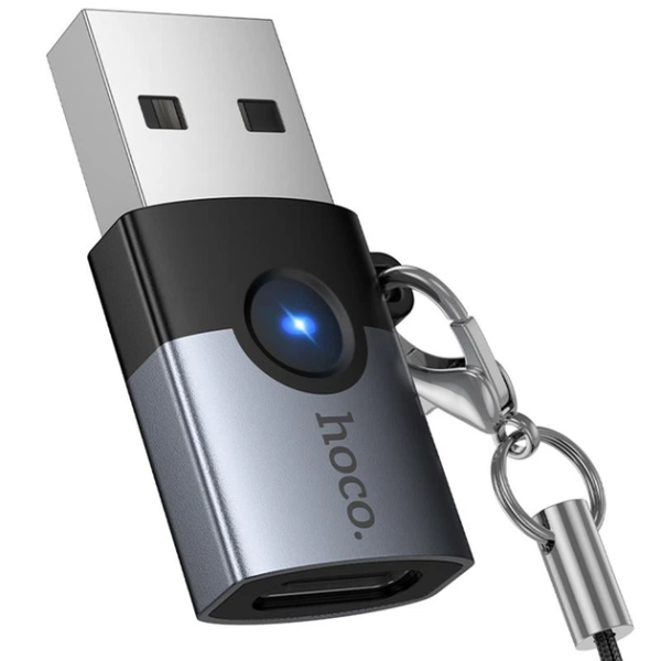 Adaptor Hoco UA46B Victory USB male to Type-C female adapter [Metal gray]