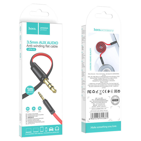 Cablu Hoco UPA16 Audio AUX 3.5mm (1m) [Red]