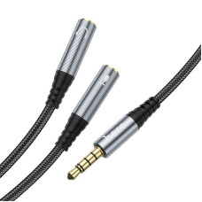 Кабель Hoco UPA 21 3.5mm Male to 2*3.5mm Female (25 cм) [Metal-Gray]