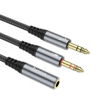 Adaptor Audio Hoco UPA21 2 in 1 (3.5 male to 2 female) [Metal-Gray]