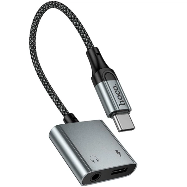 Adaptor Hoco UPA34 digital audio converter Type-C to Type-C+3.5 [Metal gray]