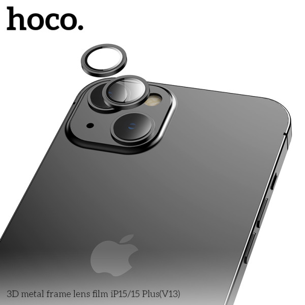 Lentile de protectie Hoco 3D metal frame lens film iP15/15 Plus(V13) [Black]