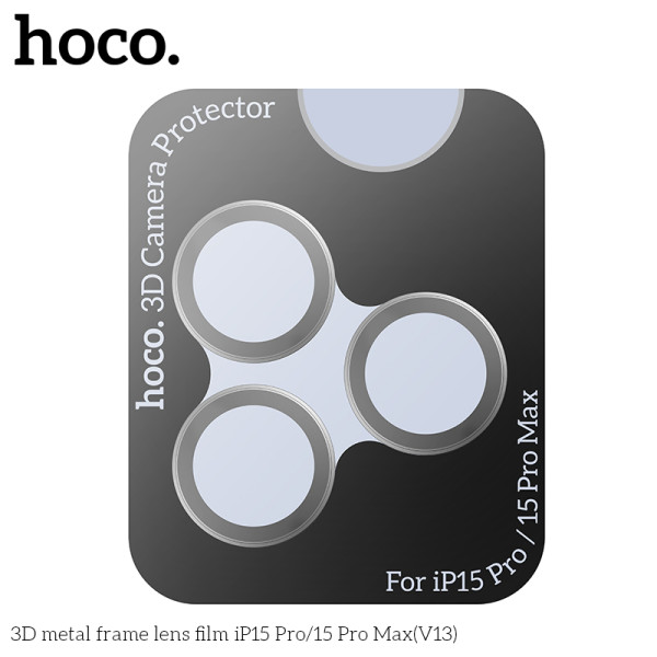 Lentile de protectie Hoco 3D metal frame lens film iP15Pro/15 Max(V13) [Space-Gray]