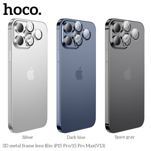 Lentile de protectie Hoco 3D metal frame lens film iP15Pro/15 Max(V13) [Space-Gray]