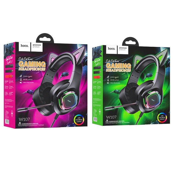 Casti Hoco W107 Cute cat (Gaming)[Phantom]