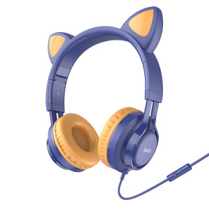 Наушники Hoco W36 Cat ear with mic [Midnight-Blue]