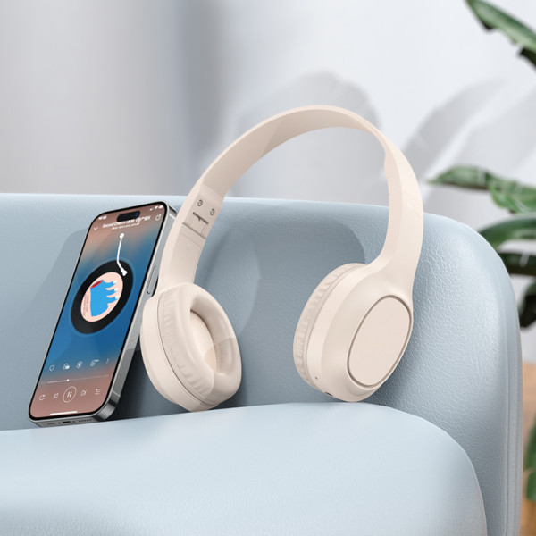 Casti wireless Hoco W46 Charm BT headset [Milky-White]