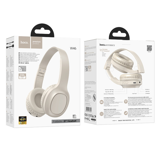 Casti wireless Hoco W46 Charm BT headset [Milky-White]