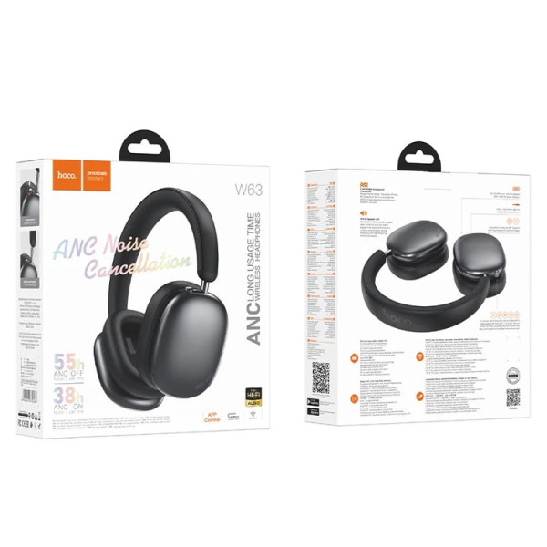 Наушники беспроводные Hoco W63 Triunfo ANC BT headphones(App) [Black]
