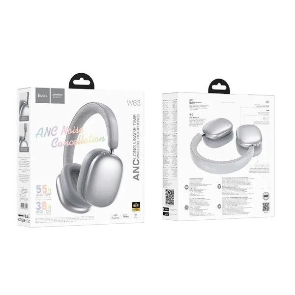 Наушники беспроводные Hoco W63 Triunfo ANC BT headphones(App) [Silver]