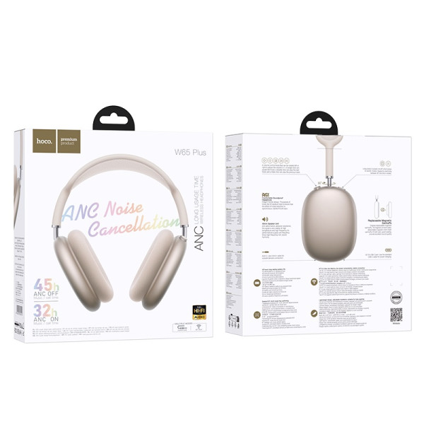 Casti Wireless Hoco W65 Plus Happy ANC BT headphones [Star Color]