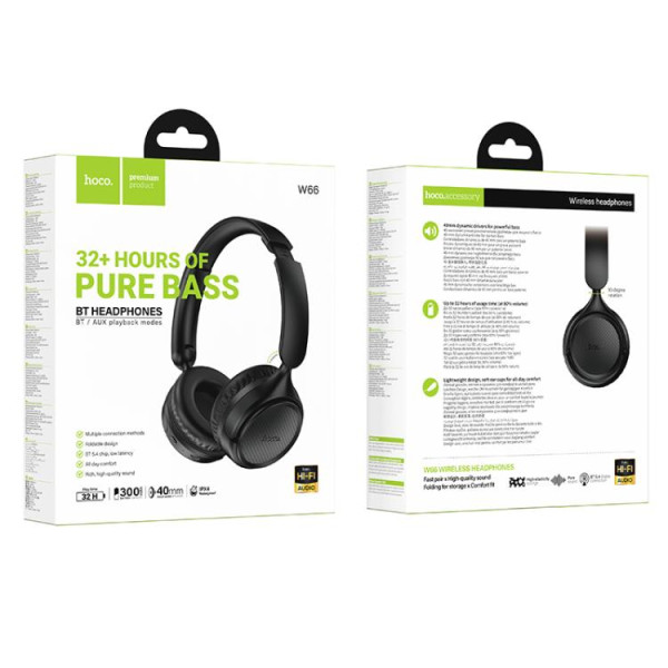 Casti Wireless Hoco W66 Wave BT headphones [Black]