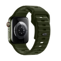 Curea Hoco WA27 Flexible series stepped pattern solid color silicone strap (42/44/45/49mm) [Army-Green]
